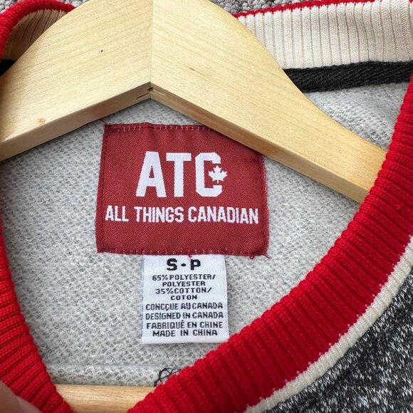 ATC All Things Canada Grey Red Spellout Pullover Sweater Men's Size Small - Picture 5 of 8